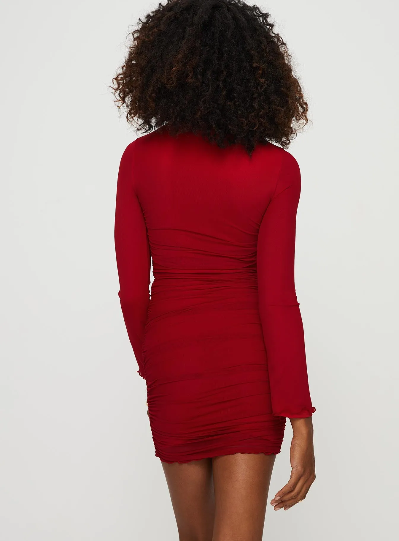 Grandy Long Sleeve Mini Dress Burgundy sold by Princess Polly product image thumbnail 4