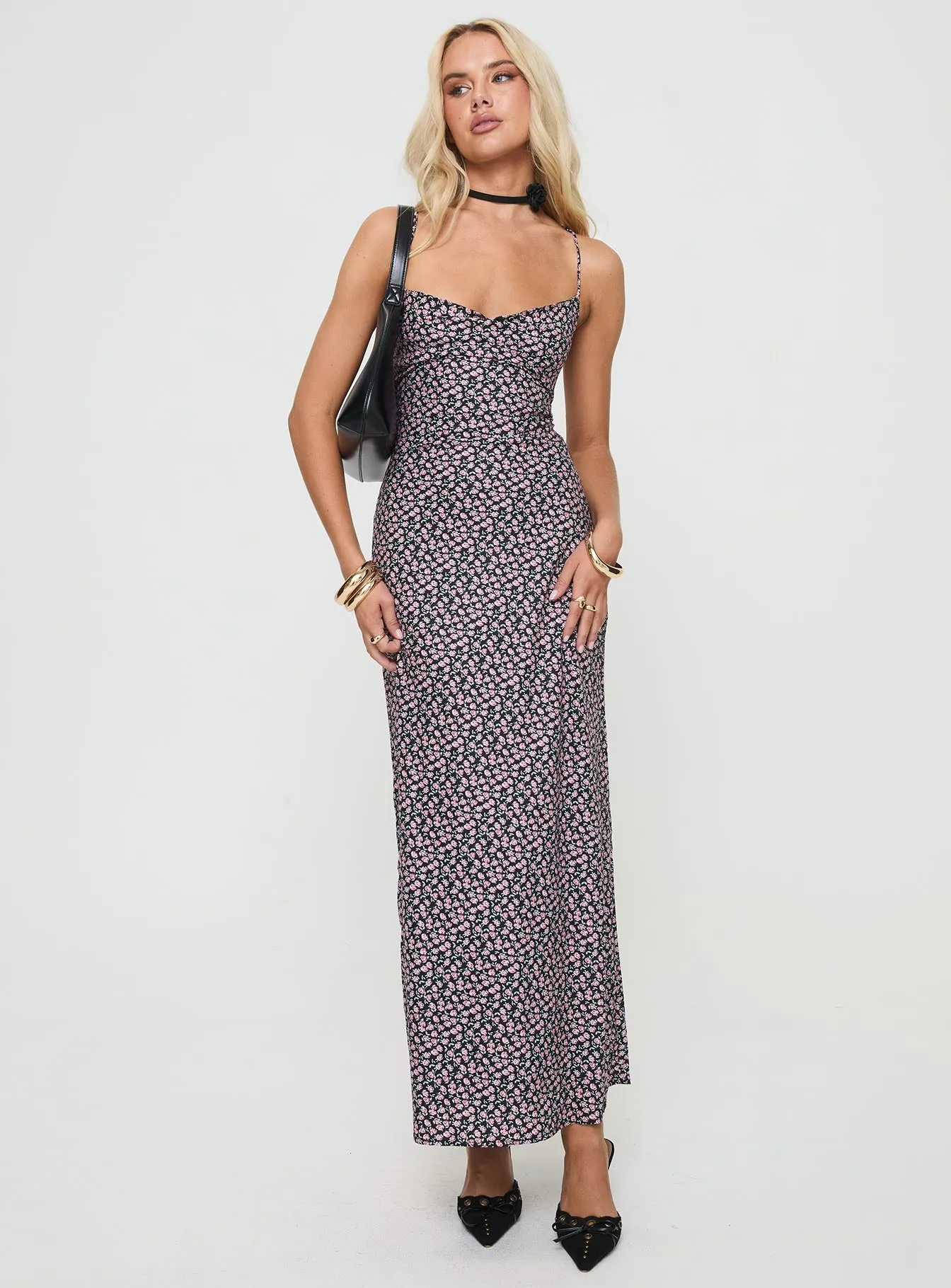 Laurent Maxi Dress Black Floral sold by Princess Polly