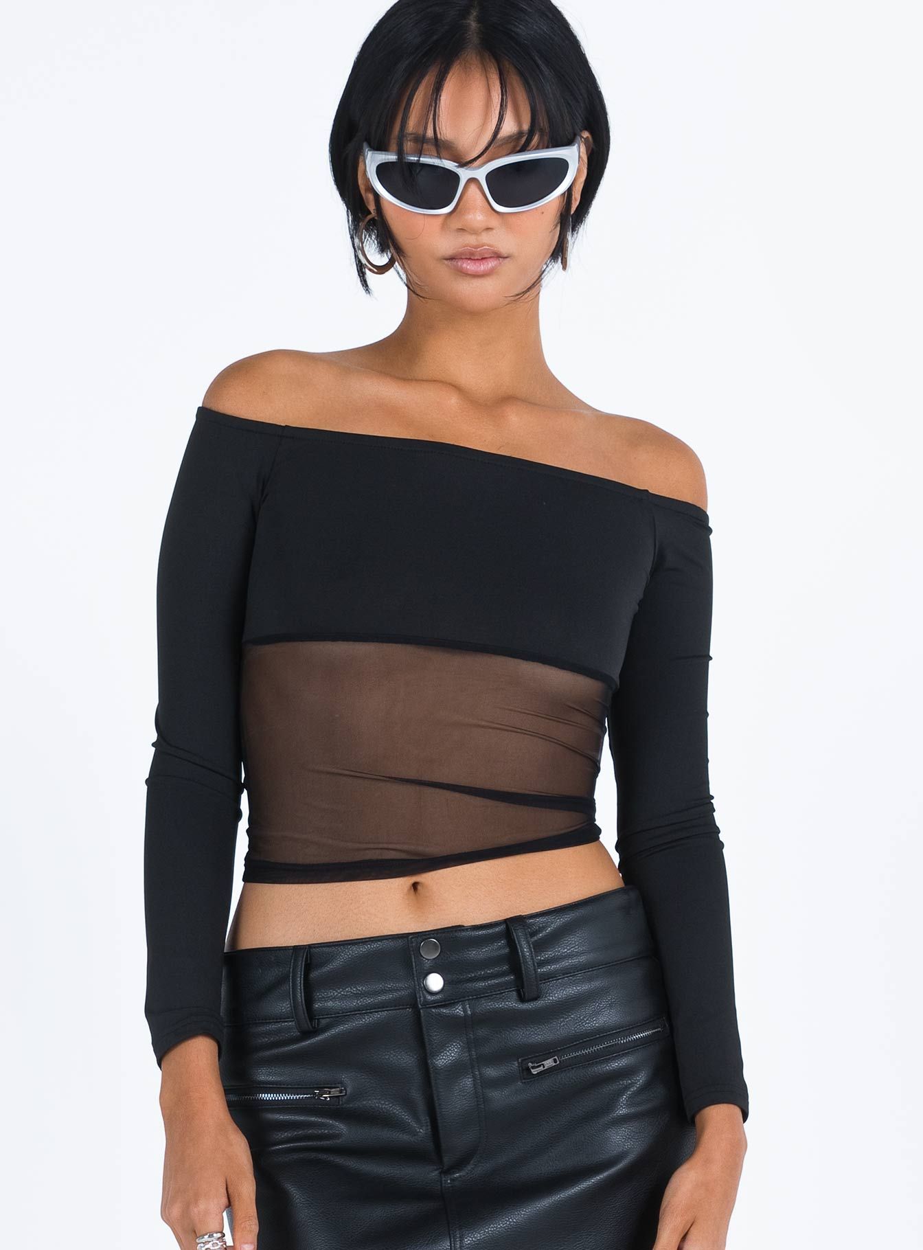 Keeley Off The Shoulder Top Black sold by Princess Polly product image thumbnail 2