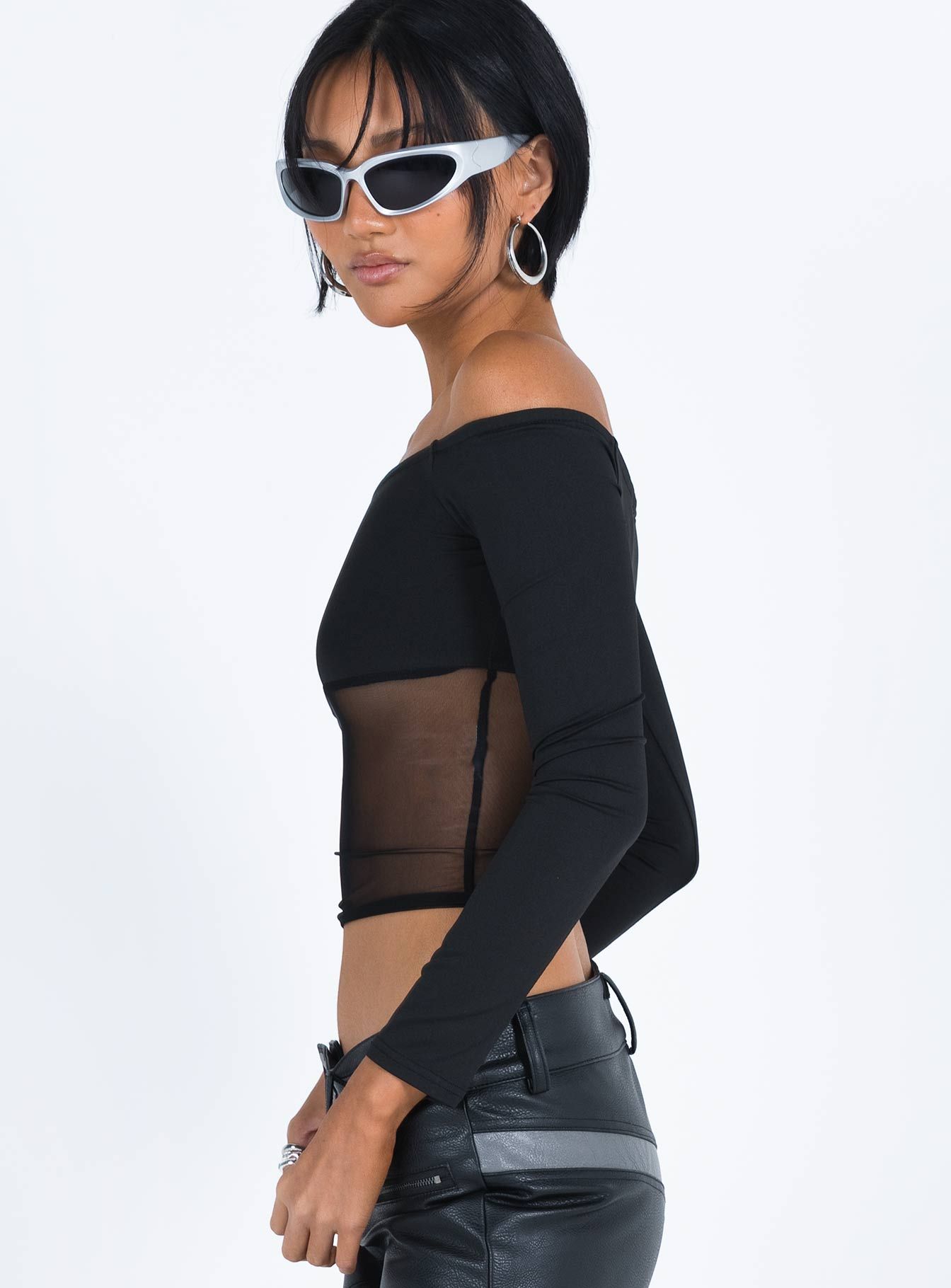 Keeley Off The Shoulder Top Black sold by Princess Polly product image thumbnail 4
