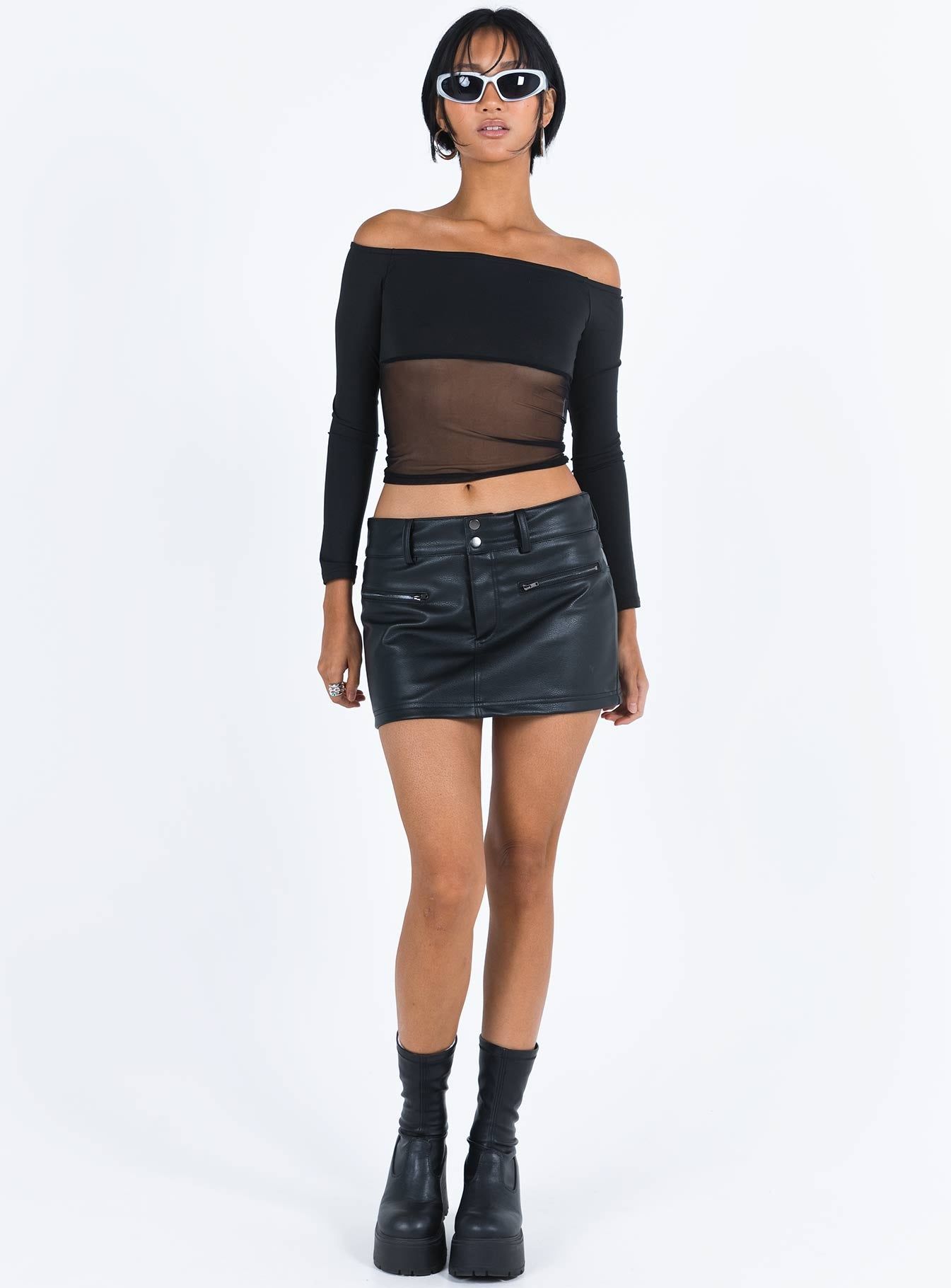 Keeley Off The Shoulder Top Black sold by Princess Polly product image thumbnail 3