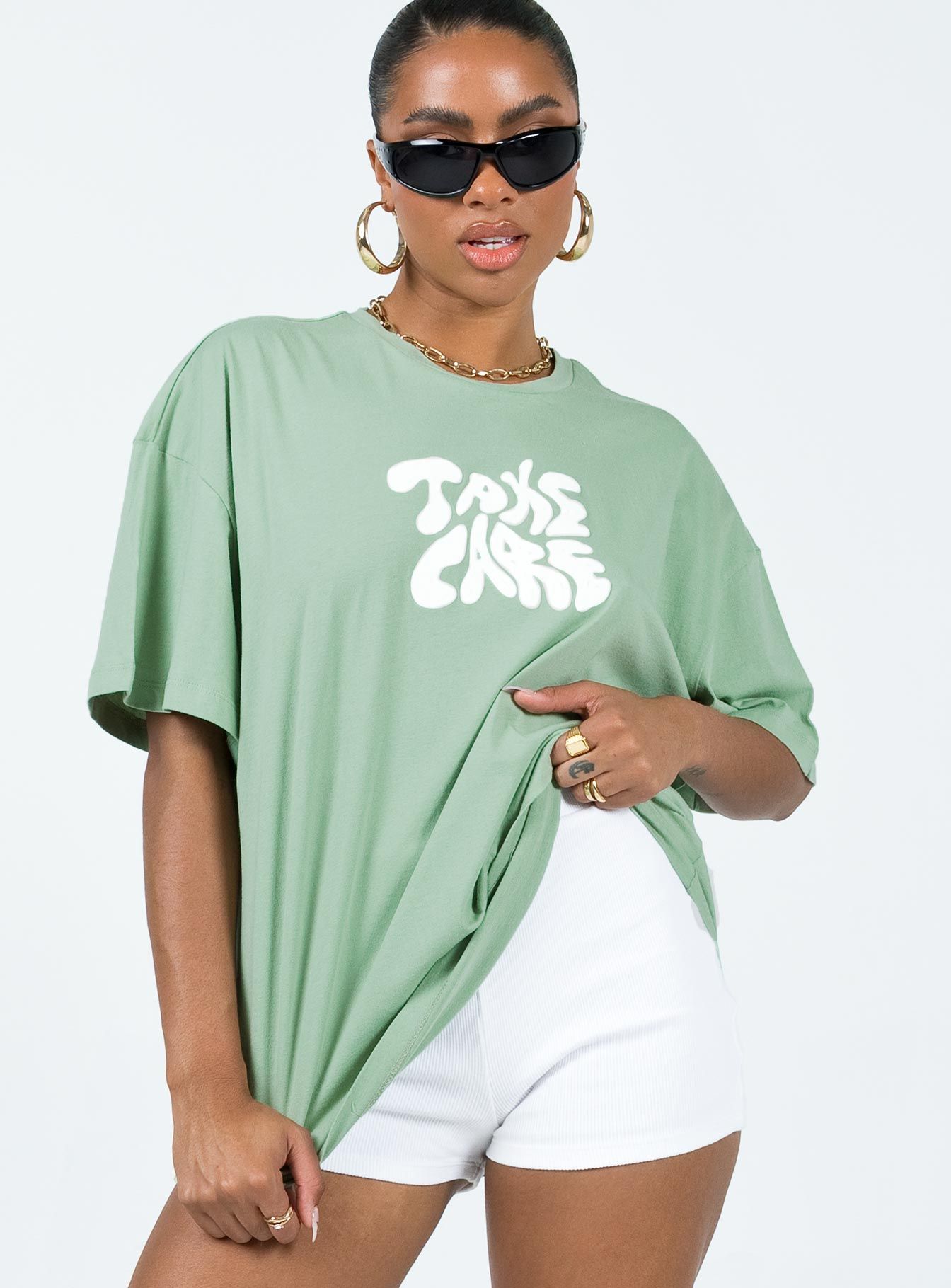 Take Care Oversized Tee Green sold by Princess Polly product image thumbnail 2