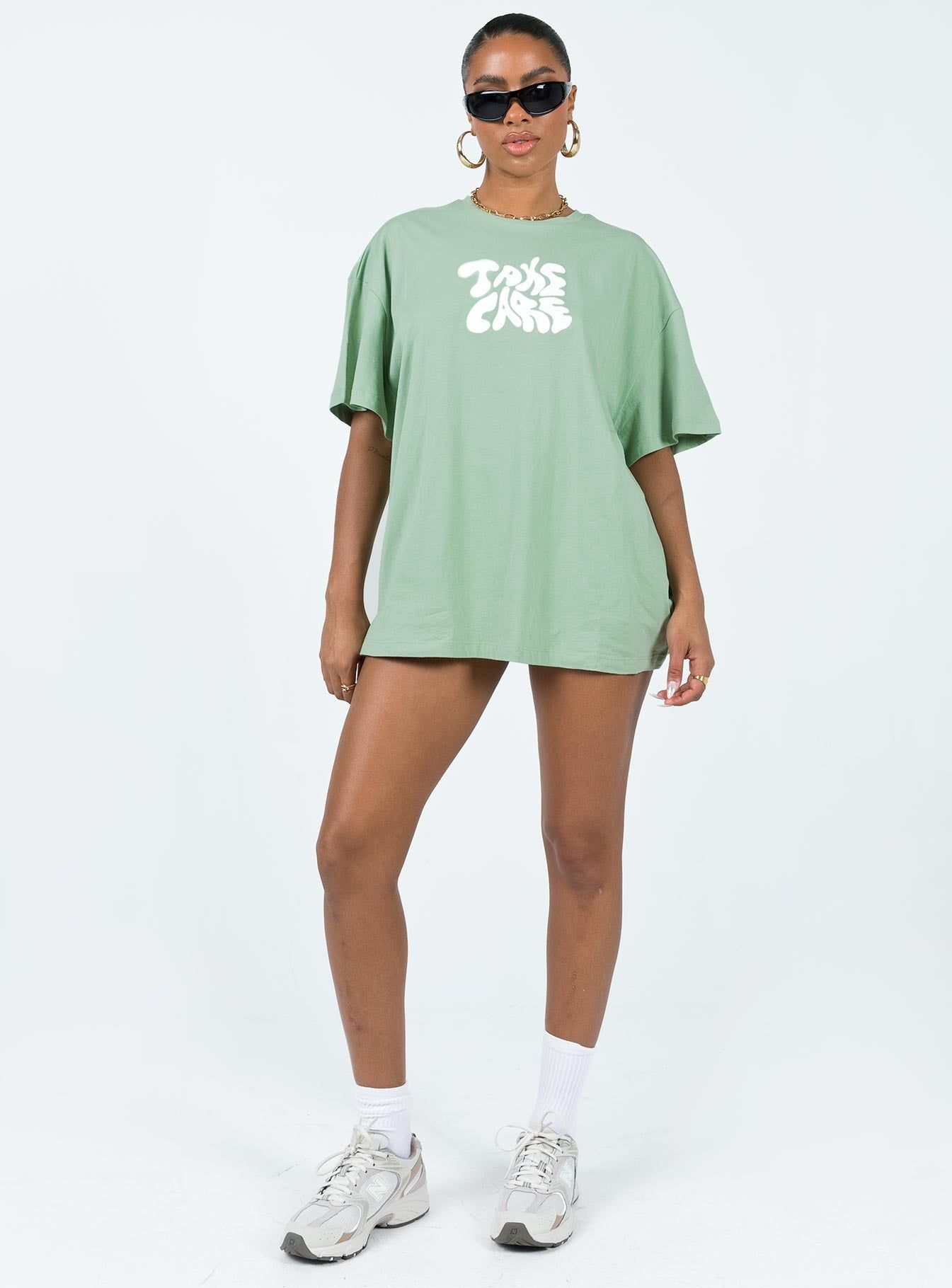 Take Care Oversized Tee Green sold by Princess Polly product image thumbnail 3