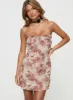 Irena Strapless Mini Dress Rose Floral sold by Princess Polly