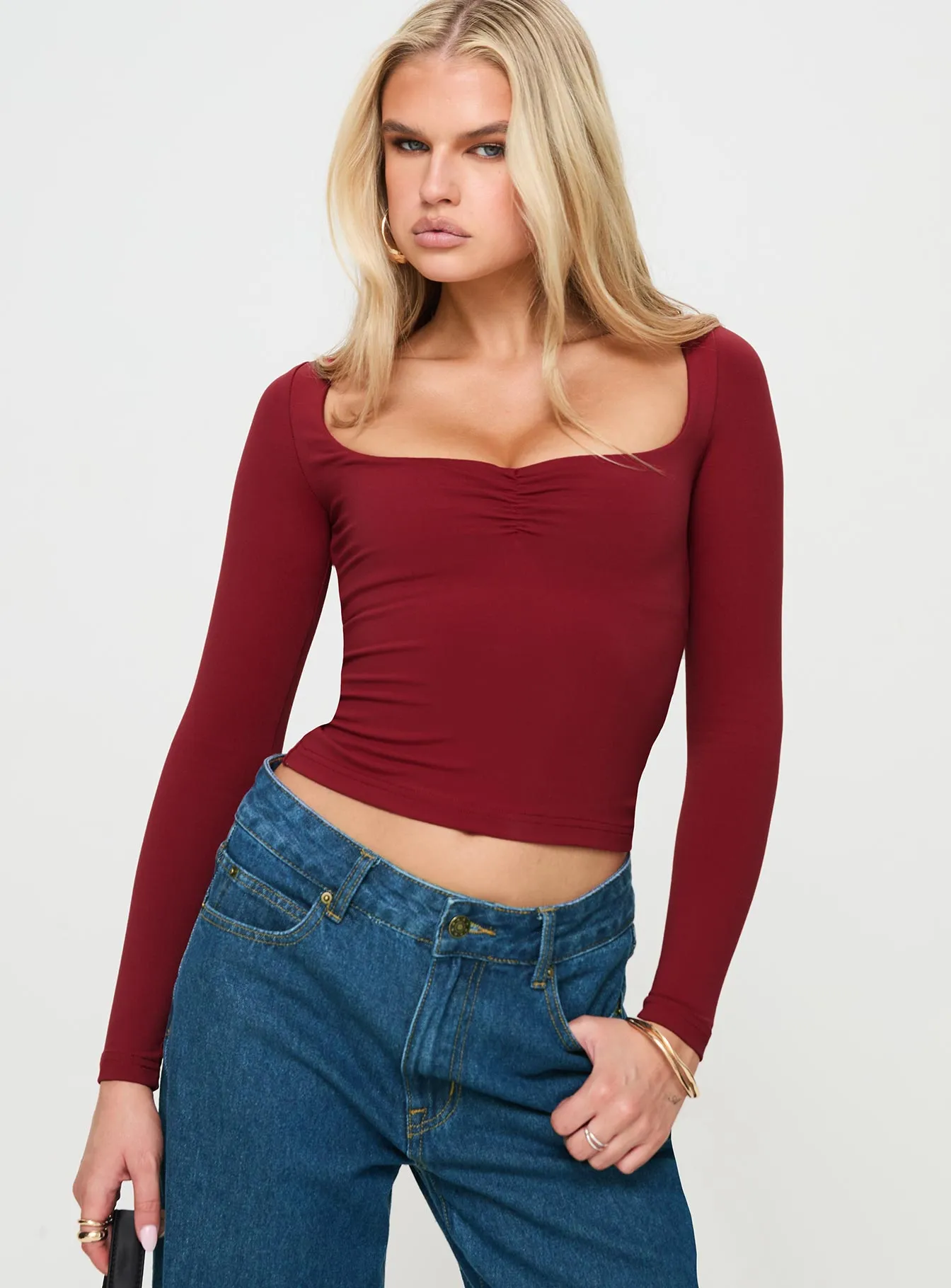 Selenie Long Sleeve Top Red sold by Princess Polly product image thumbnail 2