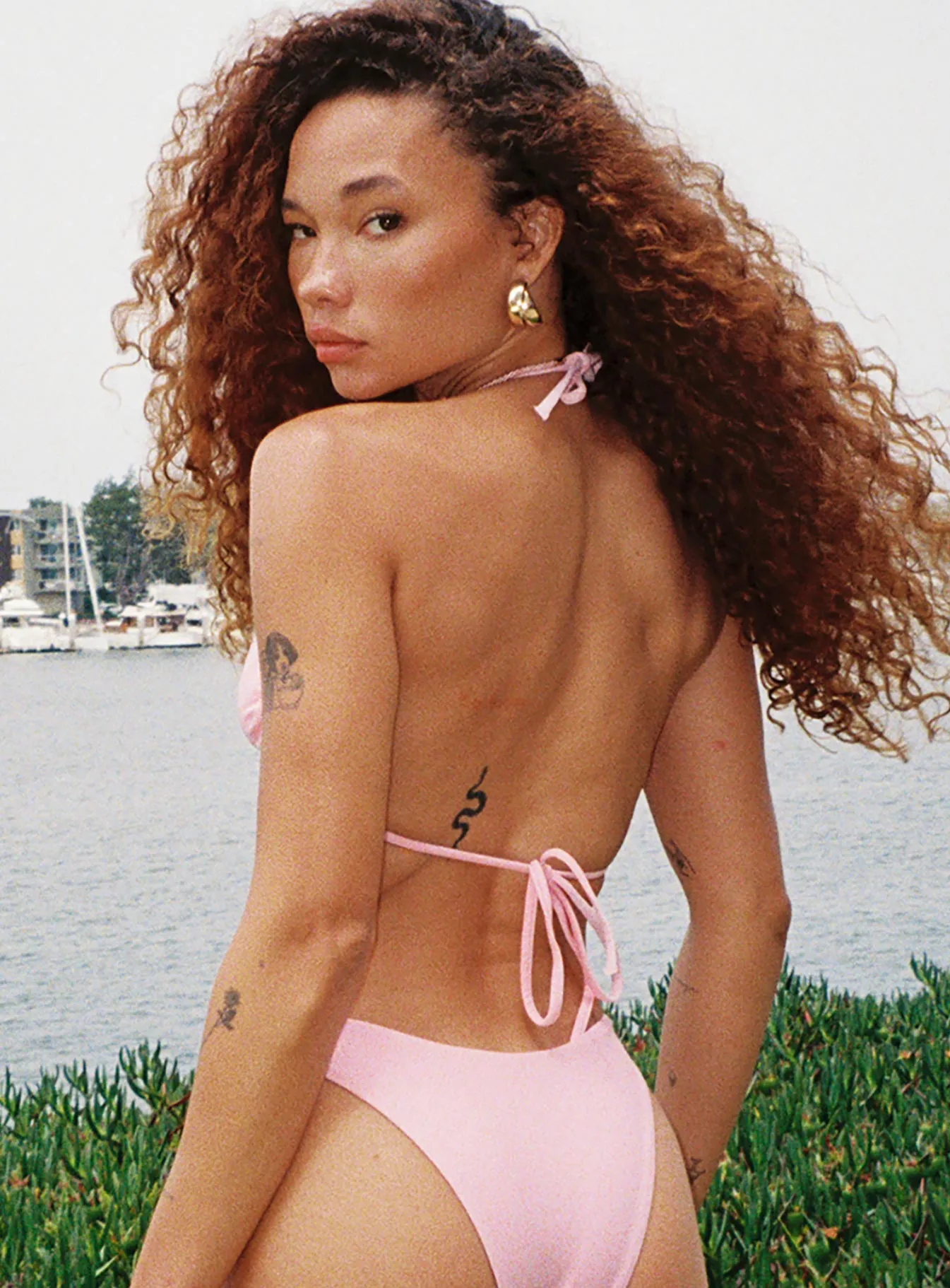 Haily Ruched Halter Bikini Top Pink sold by Princess Polly product image thumbnail 4