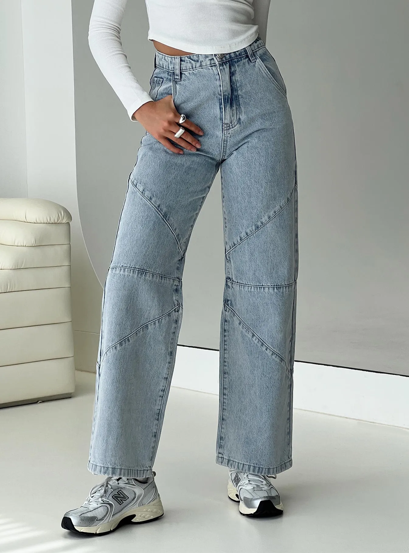 Frenta Moto High Waisted Jeans Angel Blue sold by Princess Polly