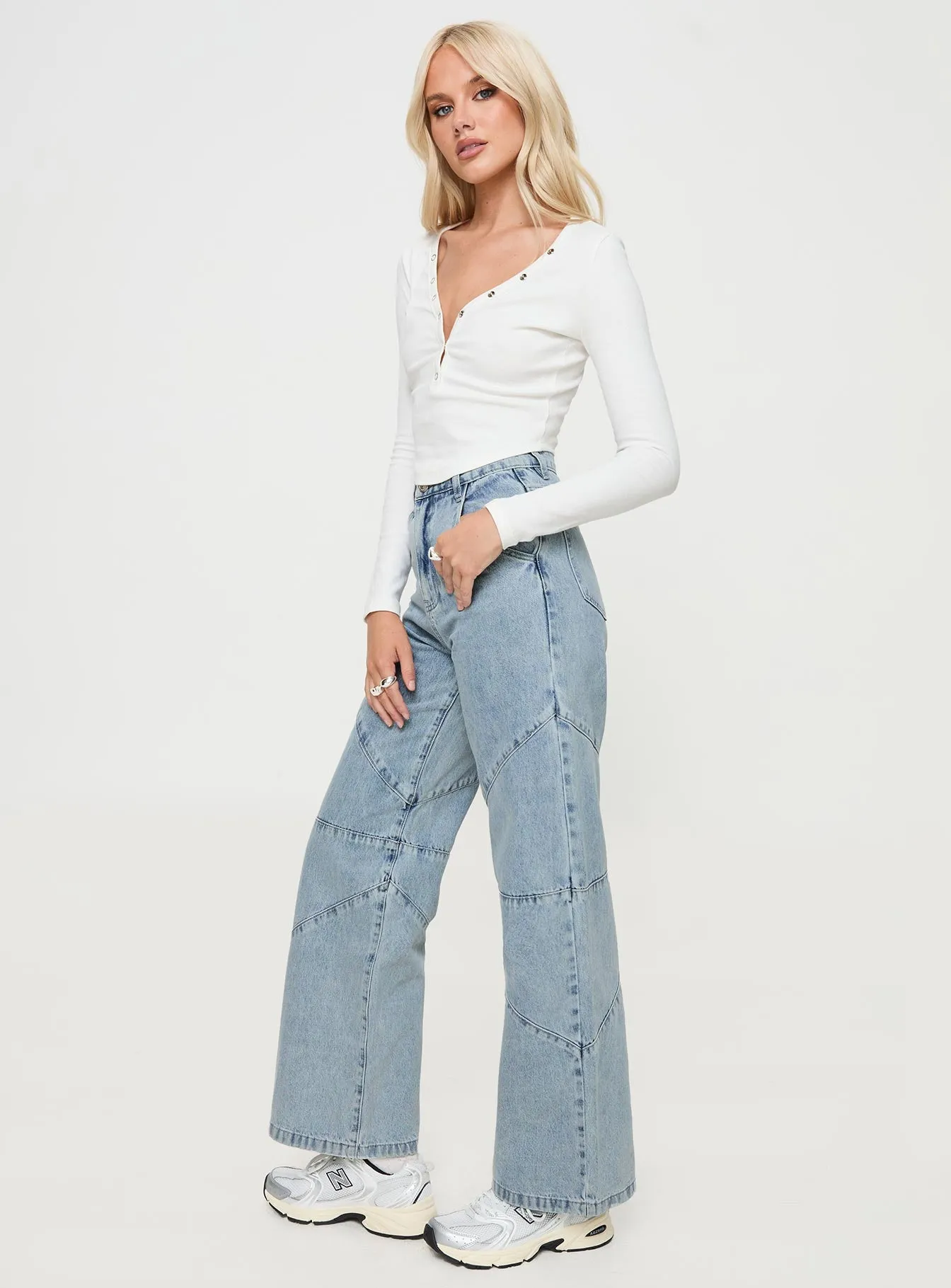 Frenta Moto High Waisted Jeans Angel Blue sold by Princess Polly product image thumbnail 4