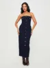 Marza Denim Strapless Maxi Dress Indigo sold by Princess Polly