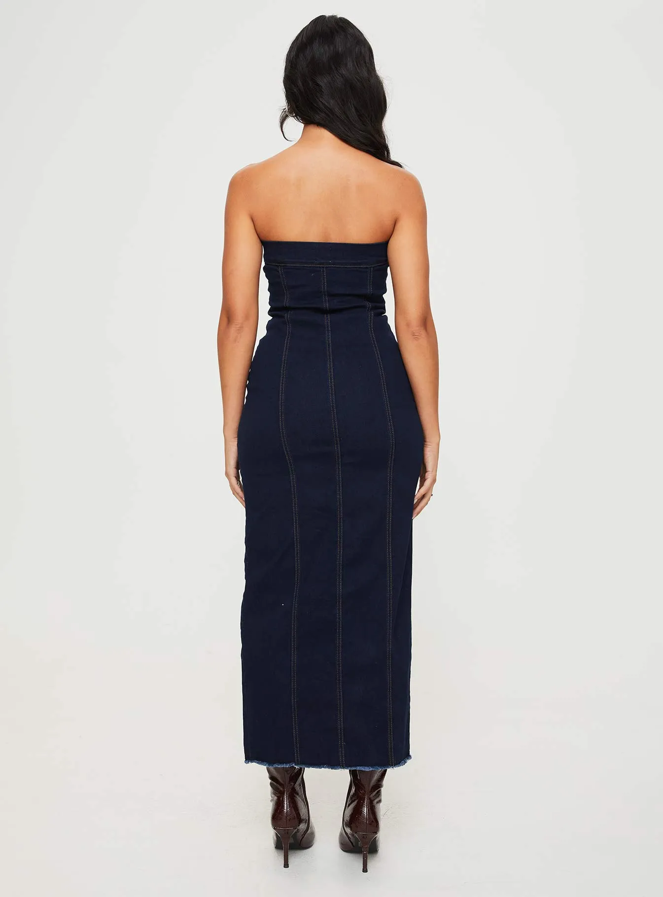 Marza Denim Strapless Maxi Dress Indigo sold by Princess Polly product image thumbnail 5