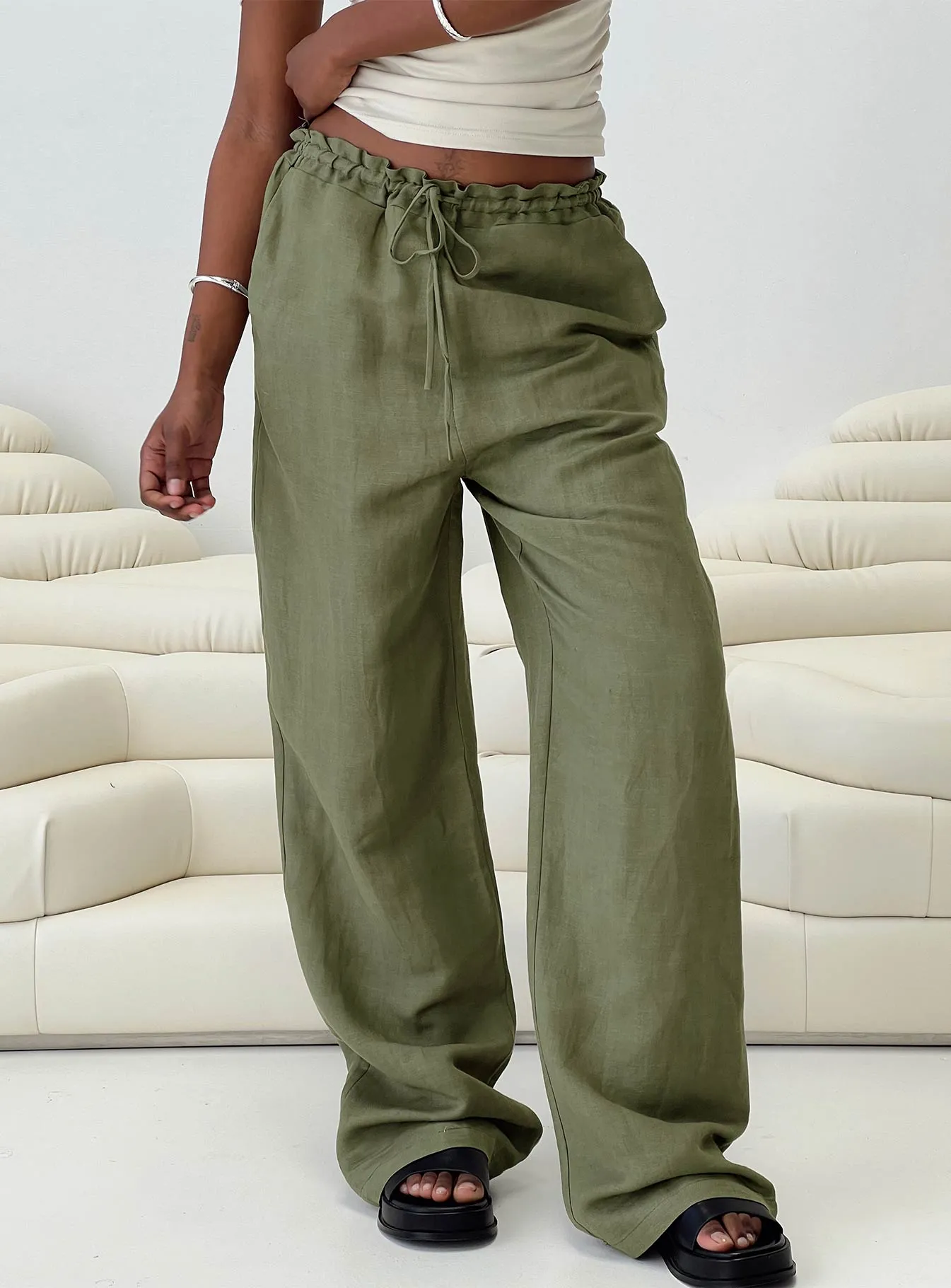 La Palma Pants Khaki sold by Princess Polly