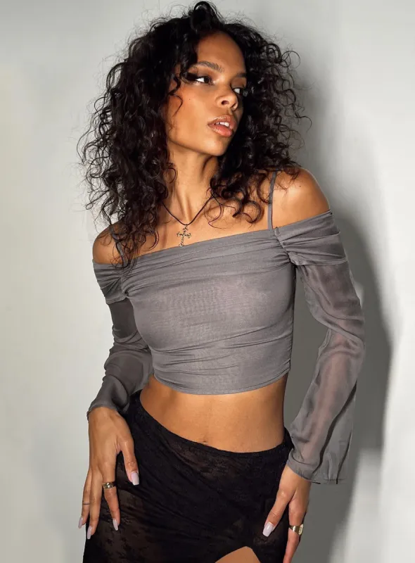 Duranta Long Sleeve Top Grey sold by Princess Polly