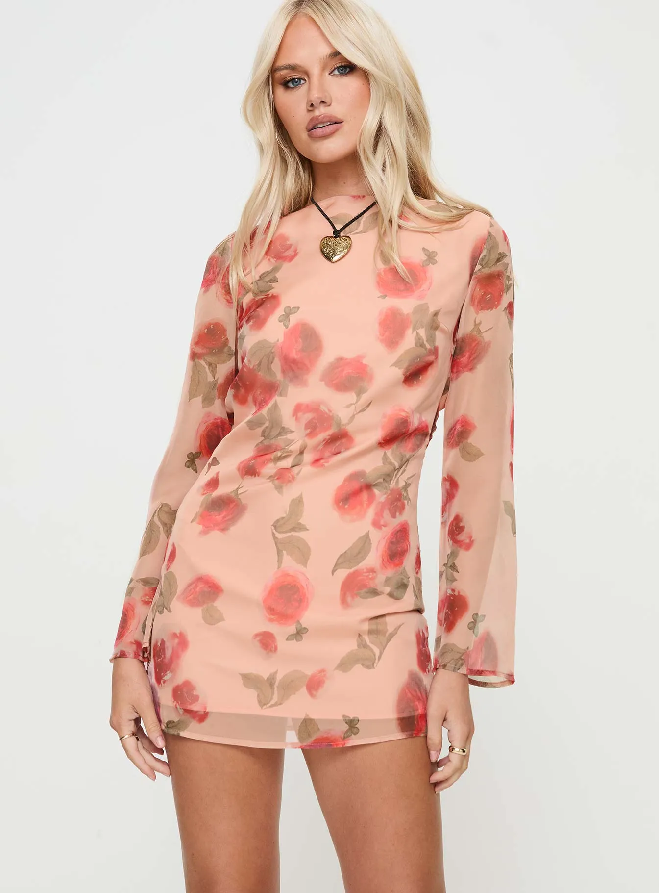 Florinda Long Sleeve Mini Dress Pink Floral sold by Princess Polly