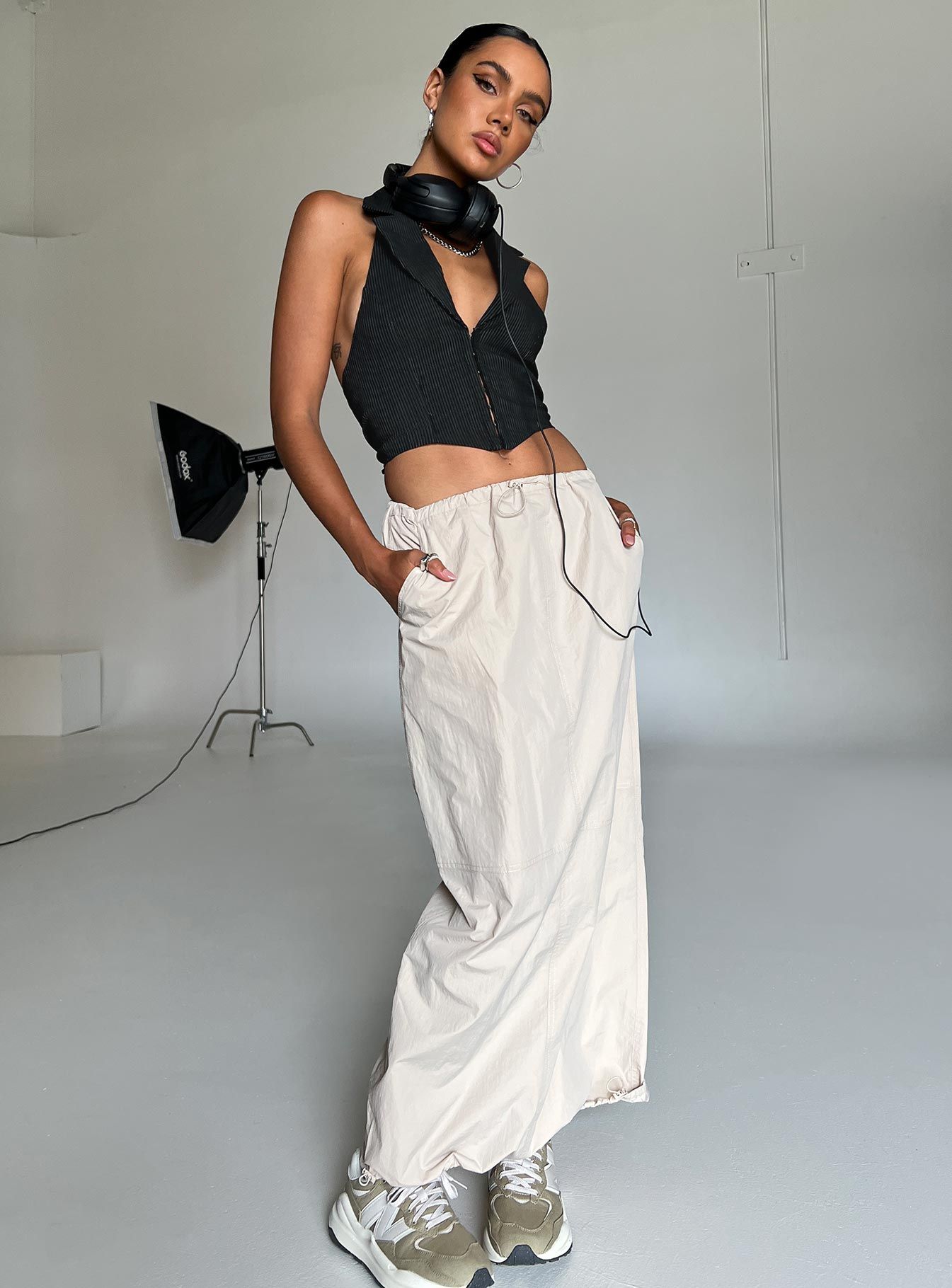 Crosswalk Maxi Skirt Beige sold by Princess Polly