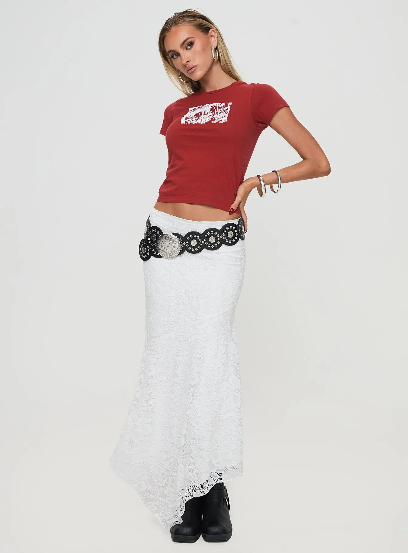 Cattanio Lace Midi Skirt White sold by Princess Polly product image thumbnail 2