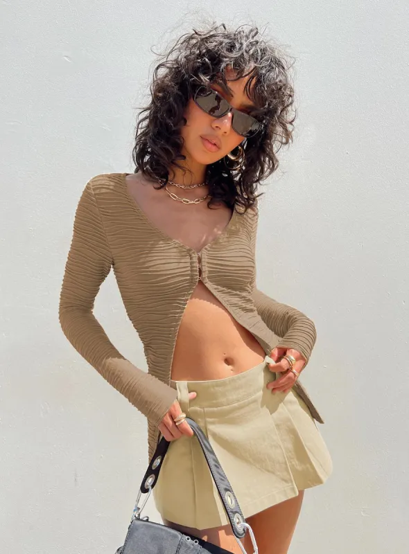 Nowell Long Sleeve Top Beige sold by Princess Polly