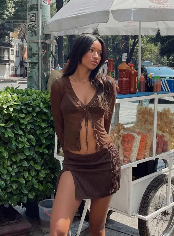 Cambor Mini Skirt Brown sold by Princess Polly