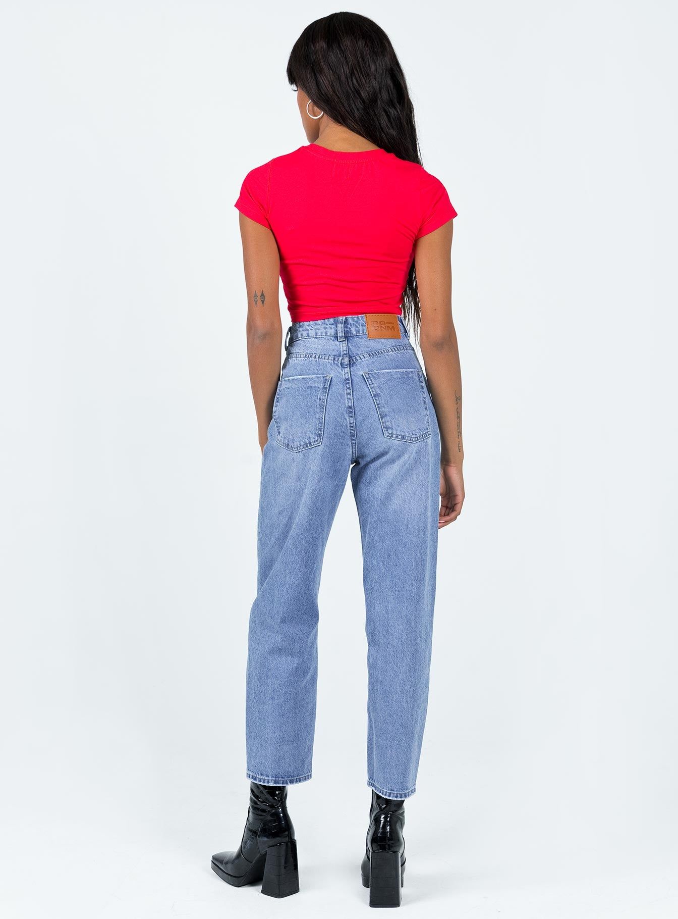 Leta Straight Leg Denim Jeans Mid Blue sold by Princess Polly product image thumbnail 4