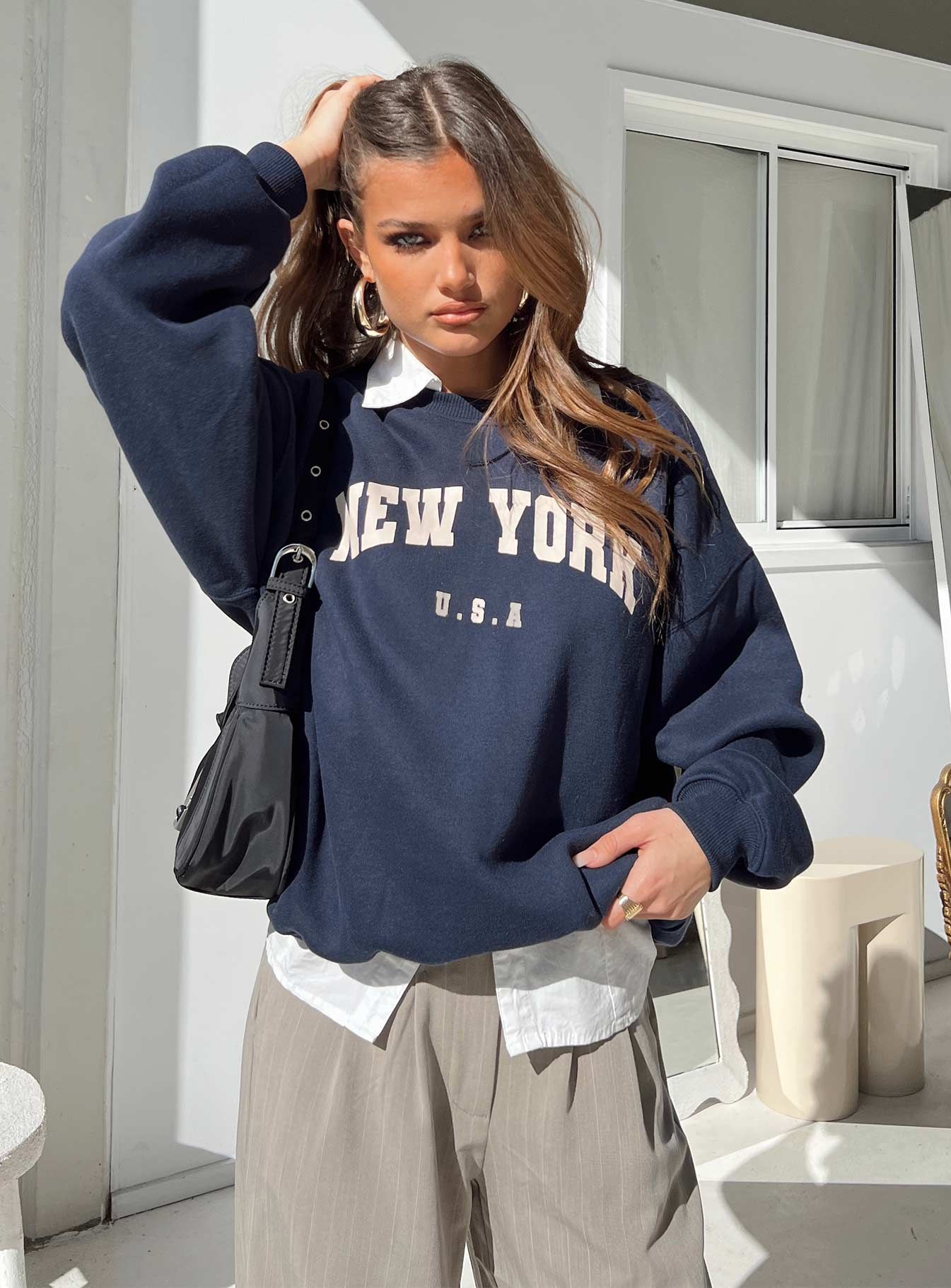 New York Crewneck Sweatshirt Navy sold by Princess Polly product image thumbnail 2