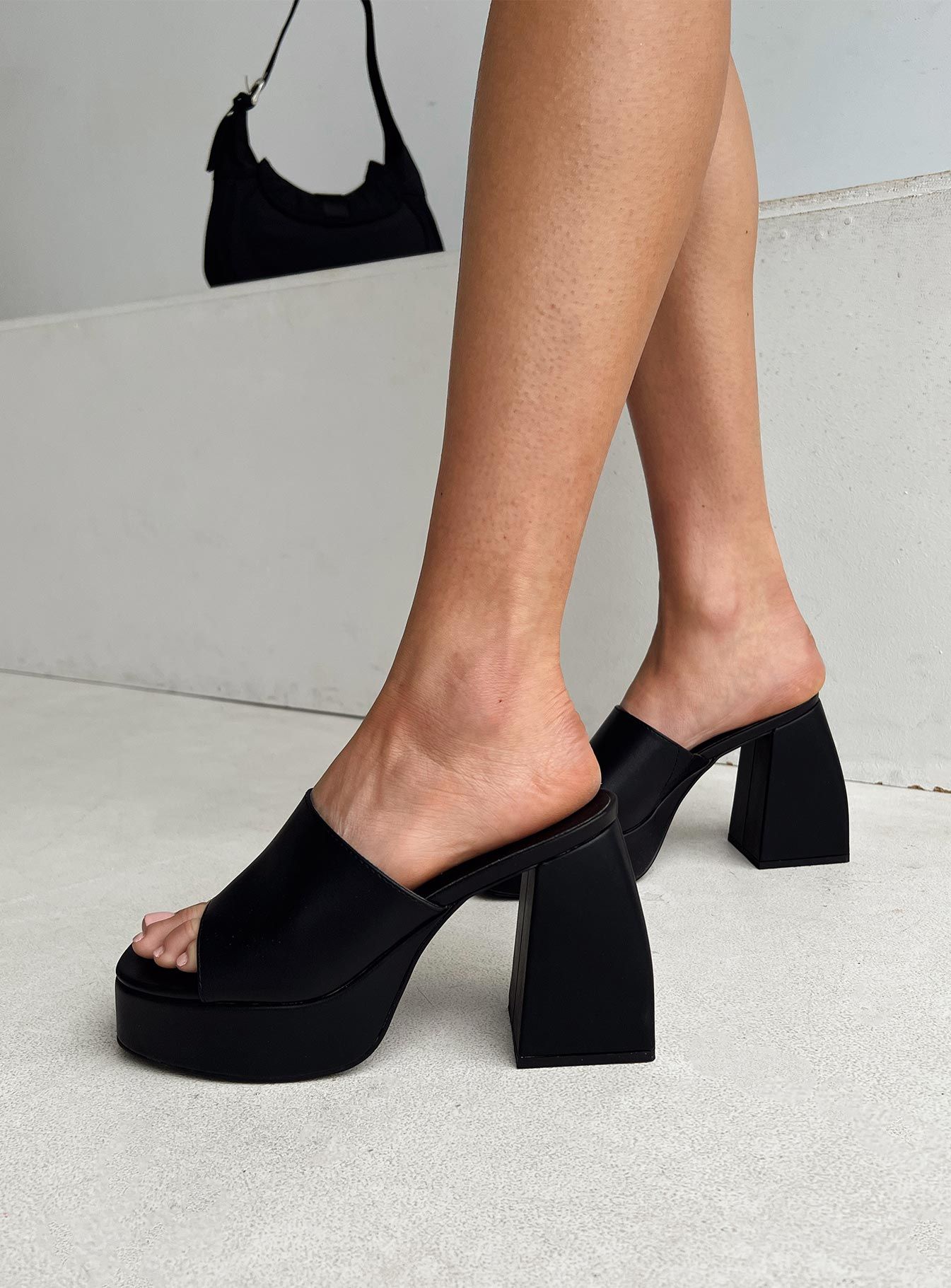 Shapiro Mules Platform Heels Black sold by Princess Polly product image thumbnail 5