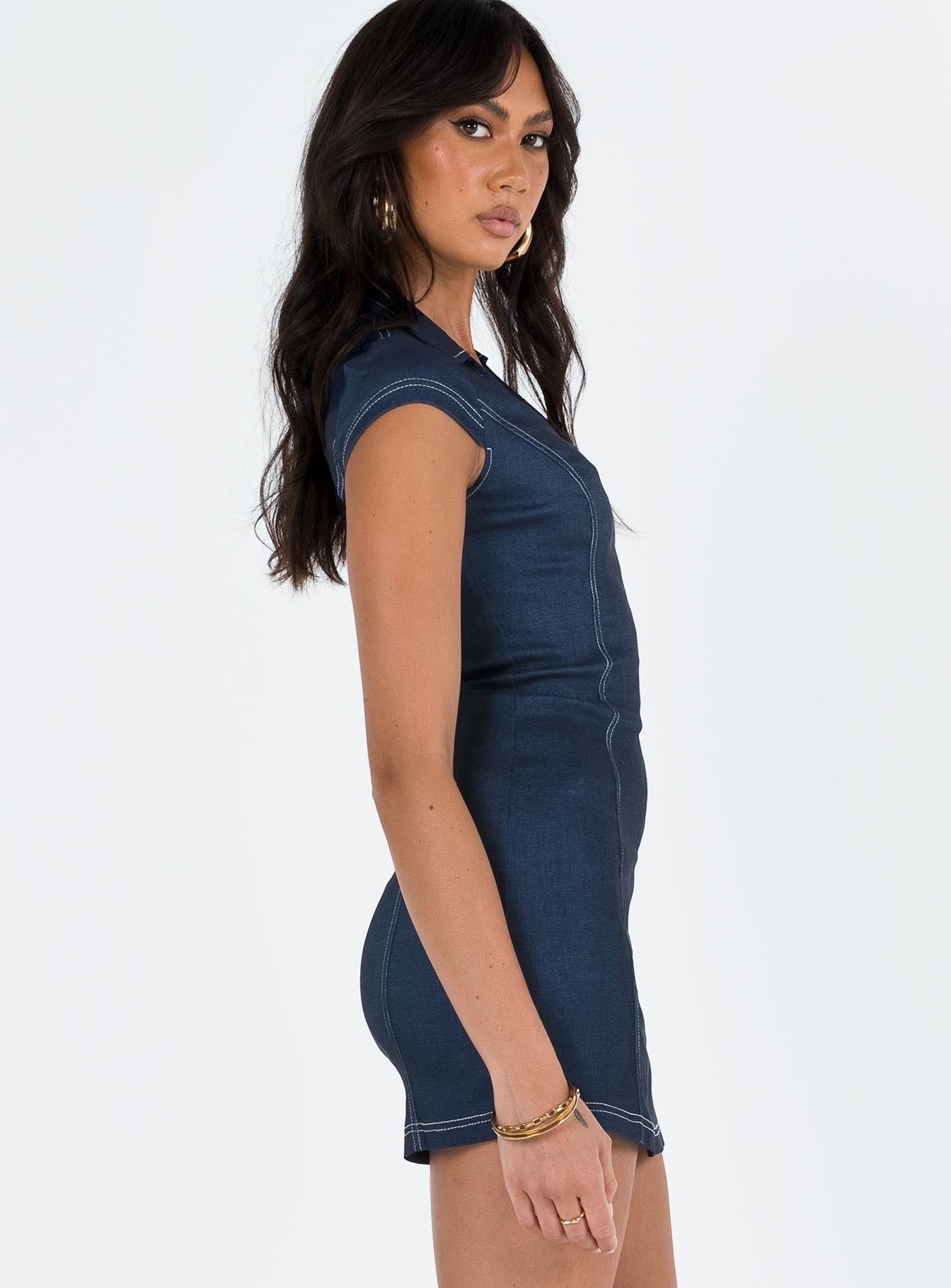 Navedo Denim Mini Dress Dark Blue sold by Princess Polly product image thumbnail 4