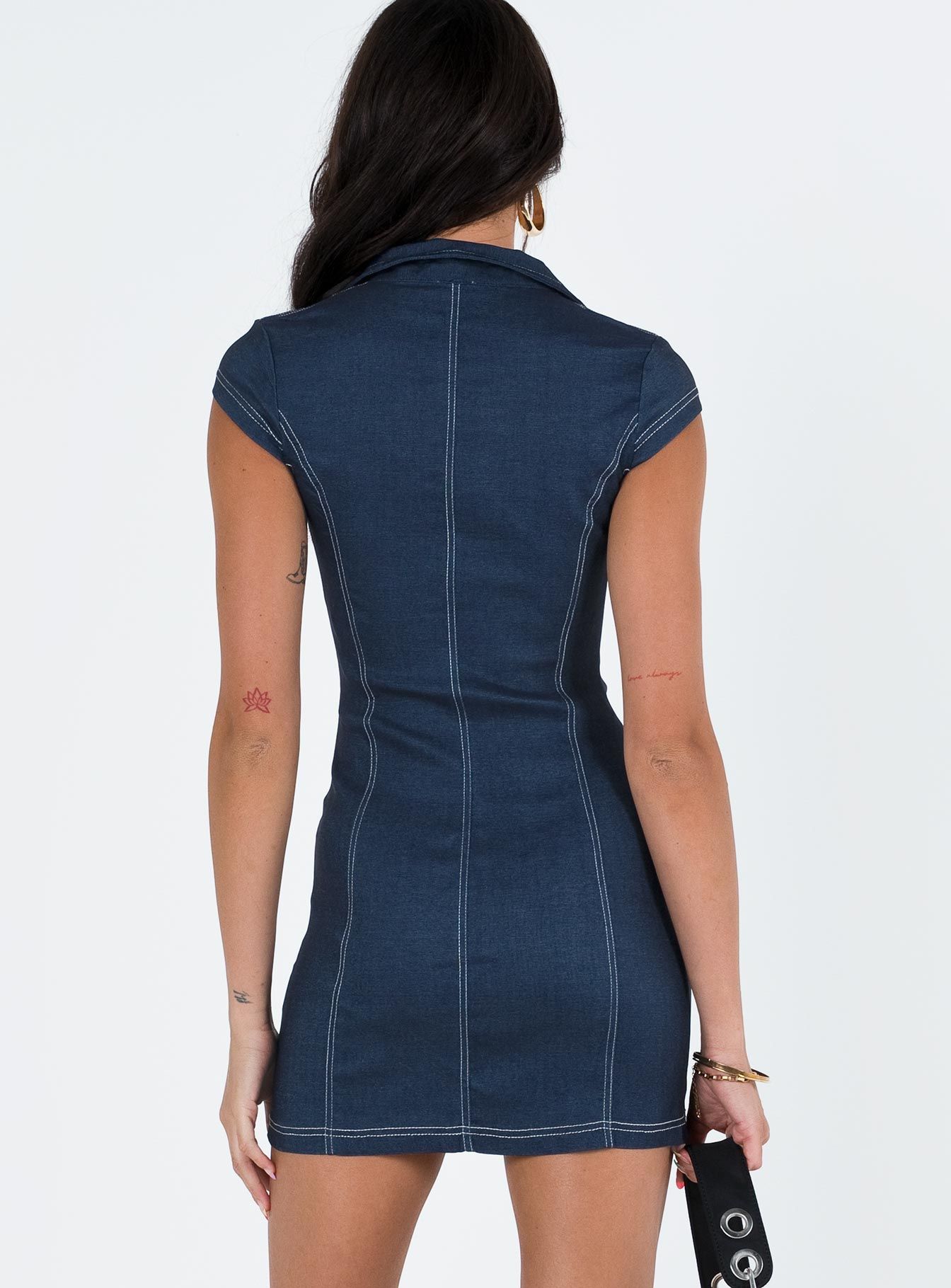 Navedo Denim Mini Dress Dark Blue sold by Princess Polly product image thumbnail 5
