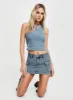 Zakai Cargo Denim Mini Skirt Light Blue Denim Petite sold by Princess Polly