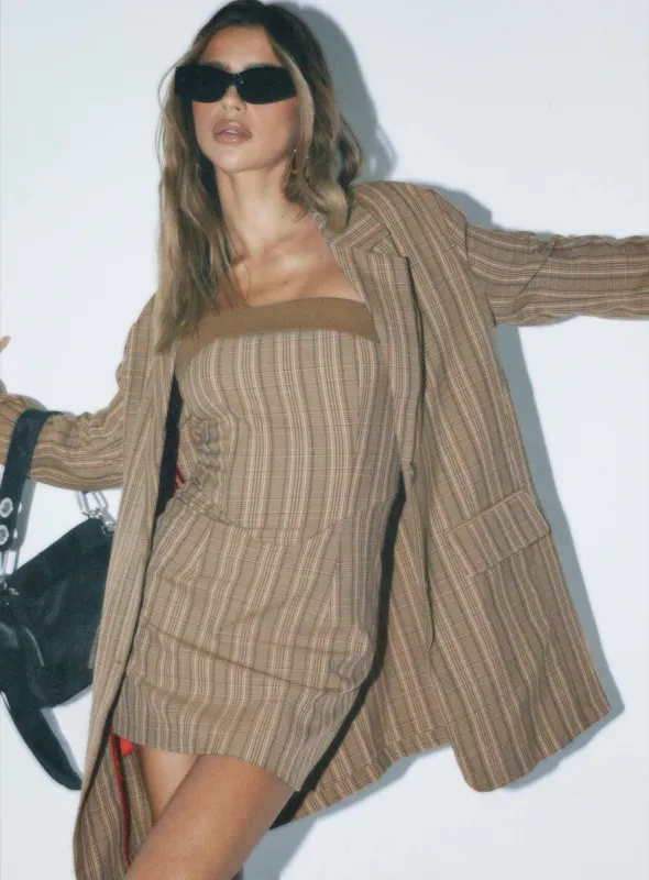 Paddie Plaid Blazer Multi sold by Princess Polly