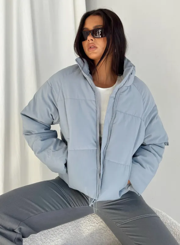 Jill Puffer Jacket Slate sold by Princess Polly