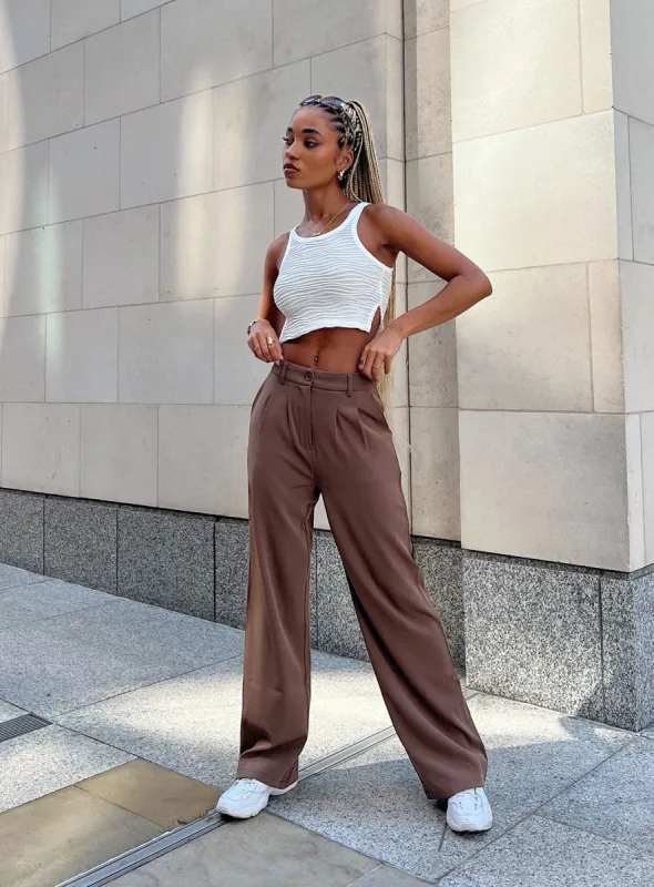 Archer Pants Brown Lower Impact sold by Princess Polly