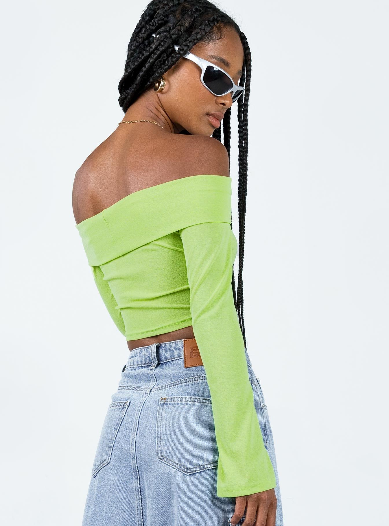 Elva Off The Shoulder Top Green sold by Princess Polly product image thumbnail 5