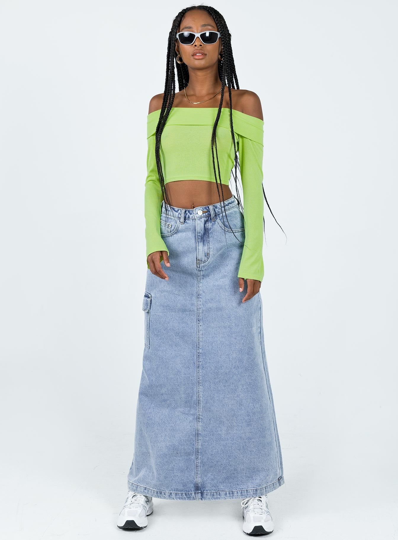 Elva Off The Shoulder Top Green sold by Princess Polly product image thumbnail 3