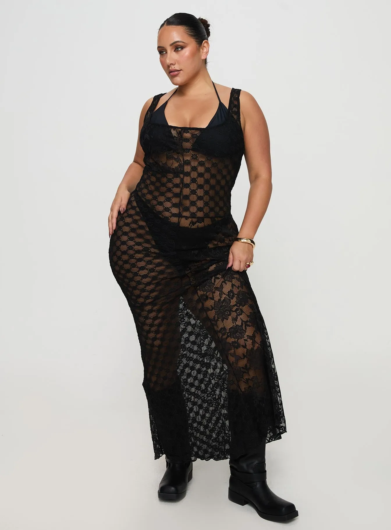 Zhara Lace Dress Black Curve sold by Princess Polly product image thumbnail 3