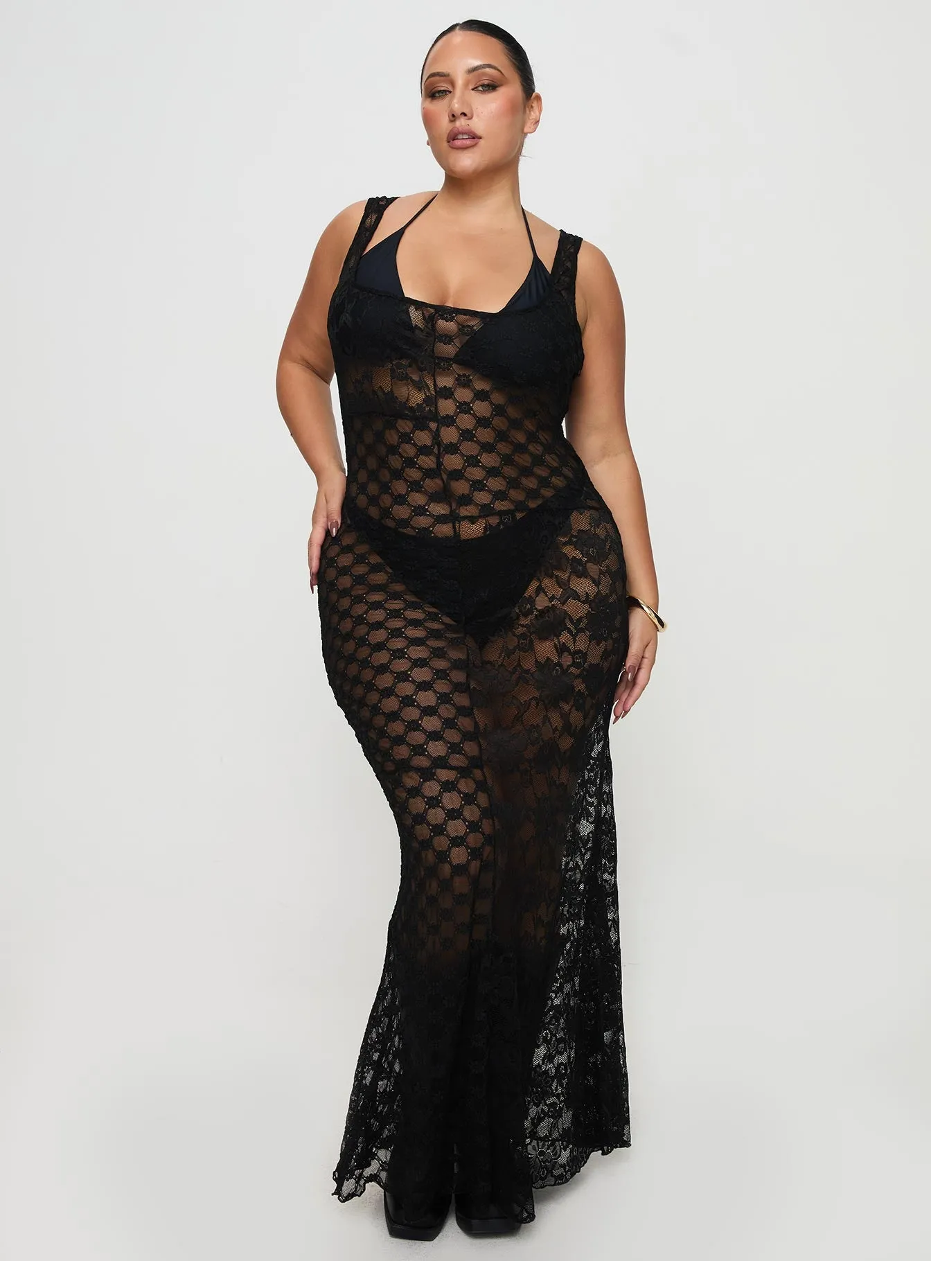 Zhara Lace Dress Black Curve sold by Princess Polly product image thumbnail 2