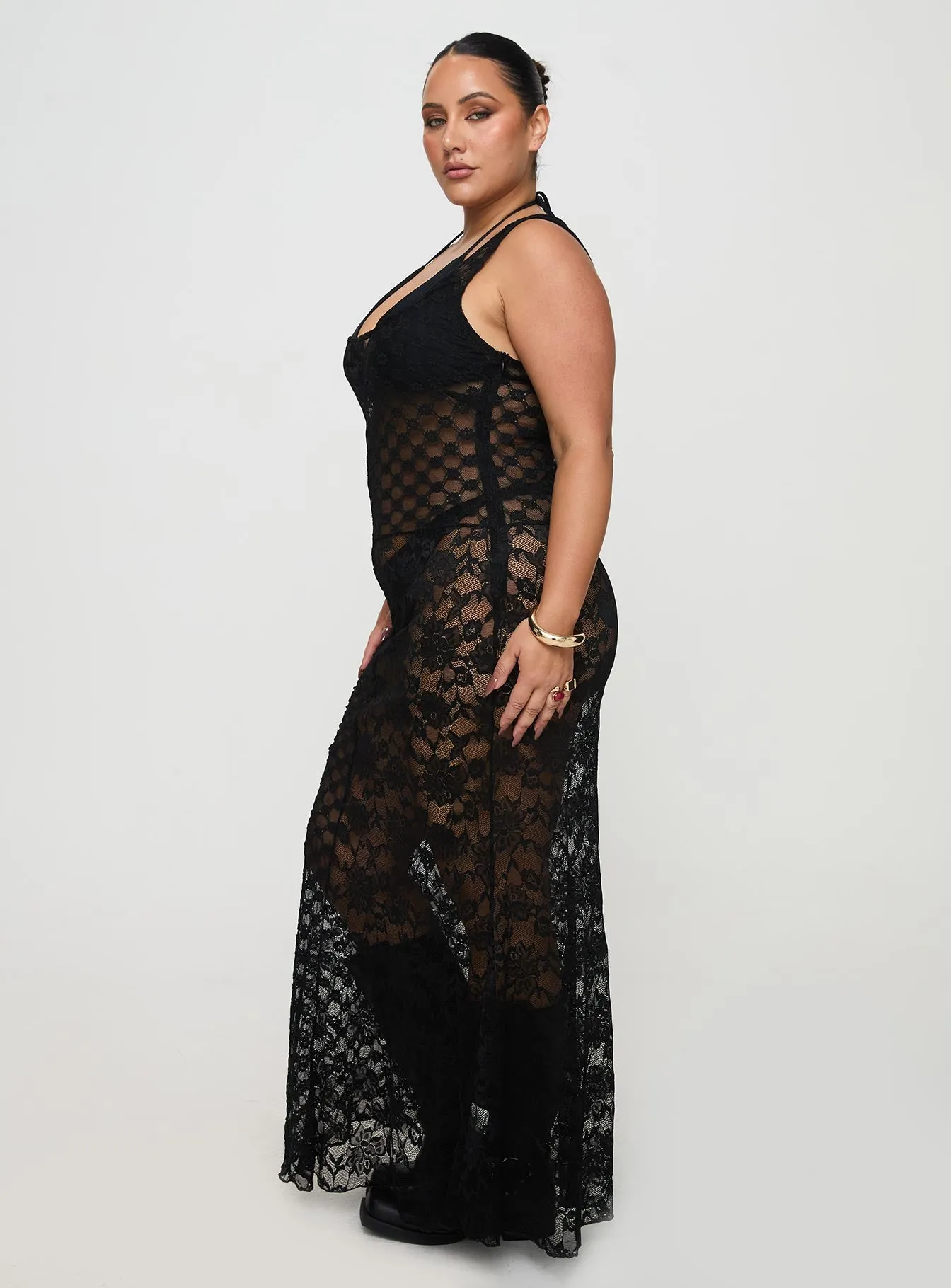 Zhara Lace Dress Black Curve sold by Princess Polly product image thumbnail 4