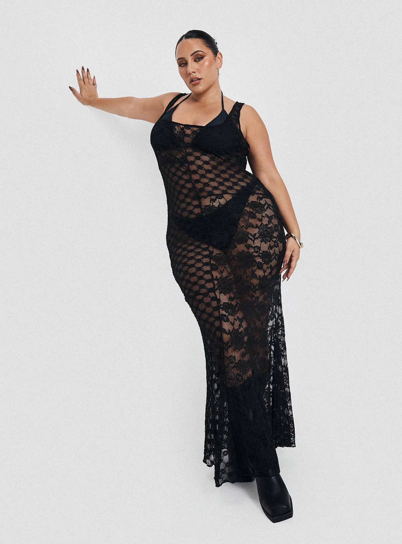 Zhara Lace Dress Black Curve sold by Princess Polly