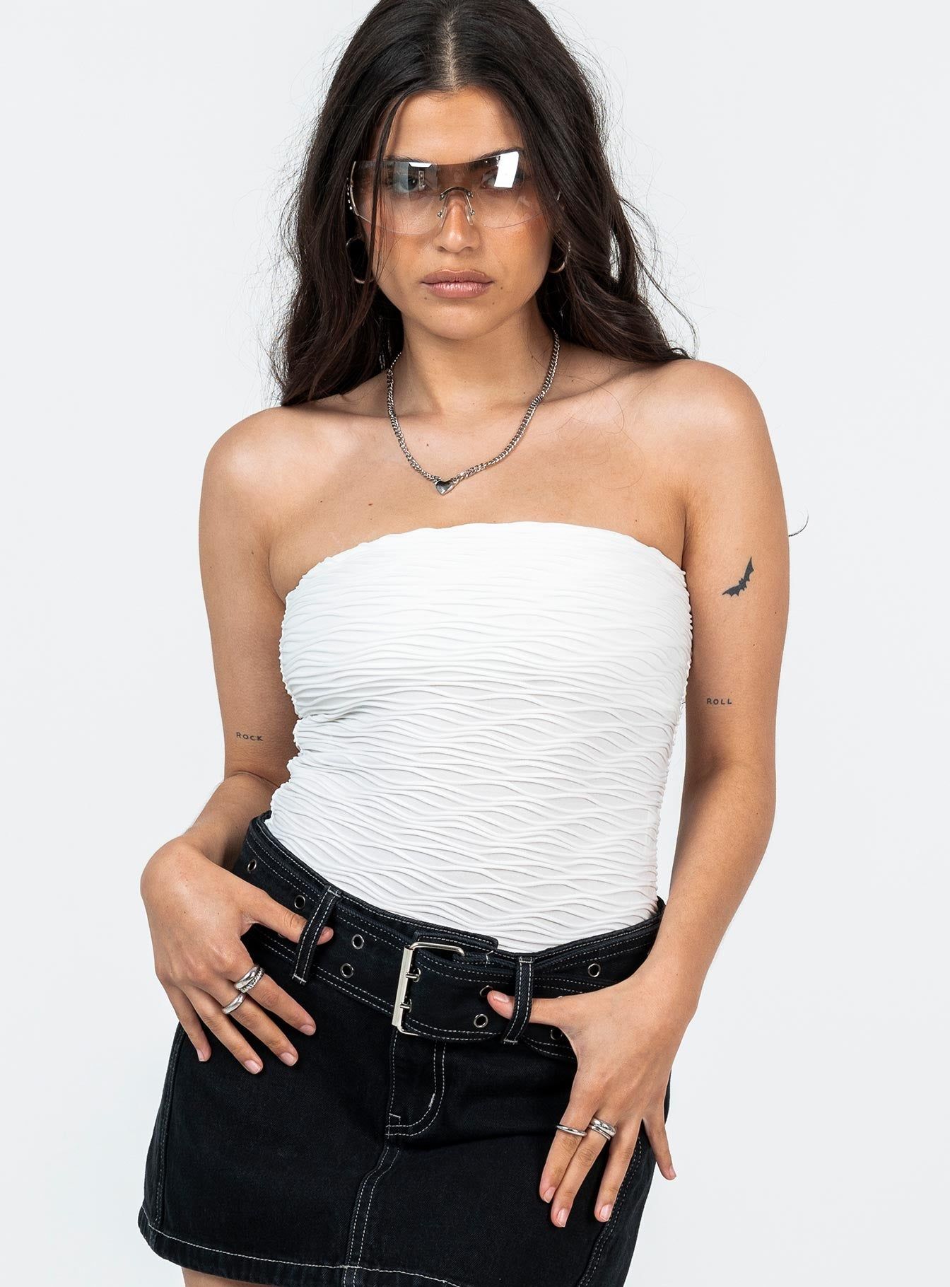 Makena Strapless Bodysuit White Petite sold by Princess Polly product image thumbnail 2