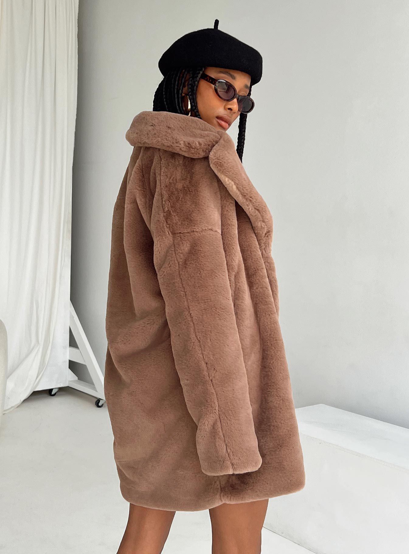 Angus Faux Fur Coat Brown sold by Princess Polly product image thumbnail 4
