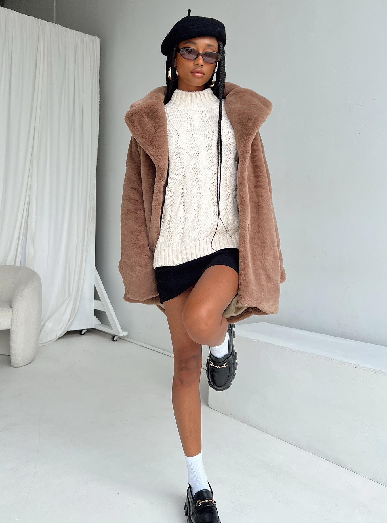 Angus Faux Fur Coat Brown sold by Princess Polly product image thumbnail 2