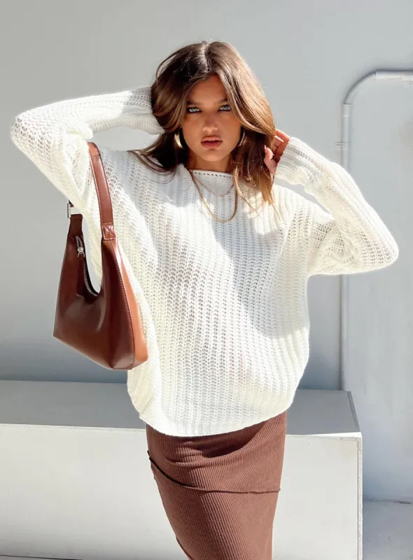 Juliet Sweater White sold by Princess Polly
