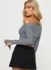 Moreno Off The Shoulder Top Blue sold by Princess Polly