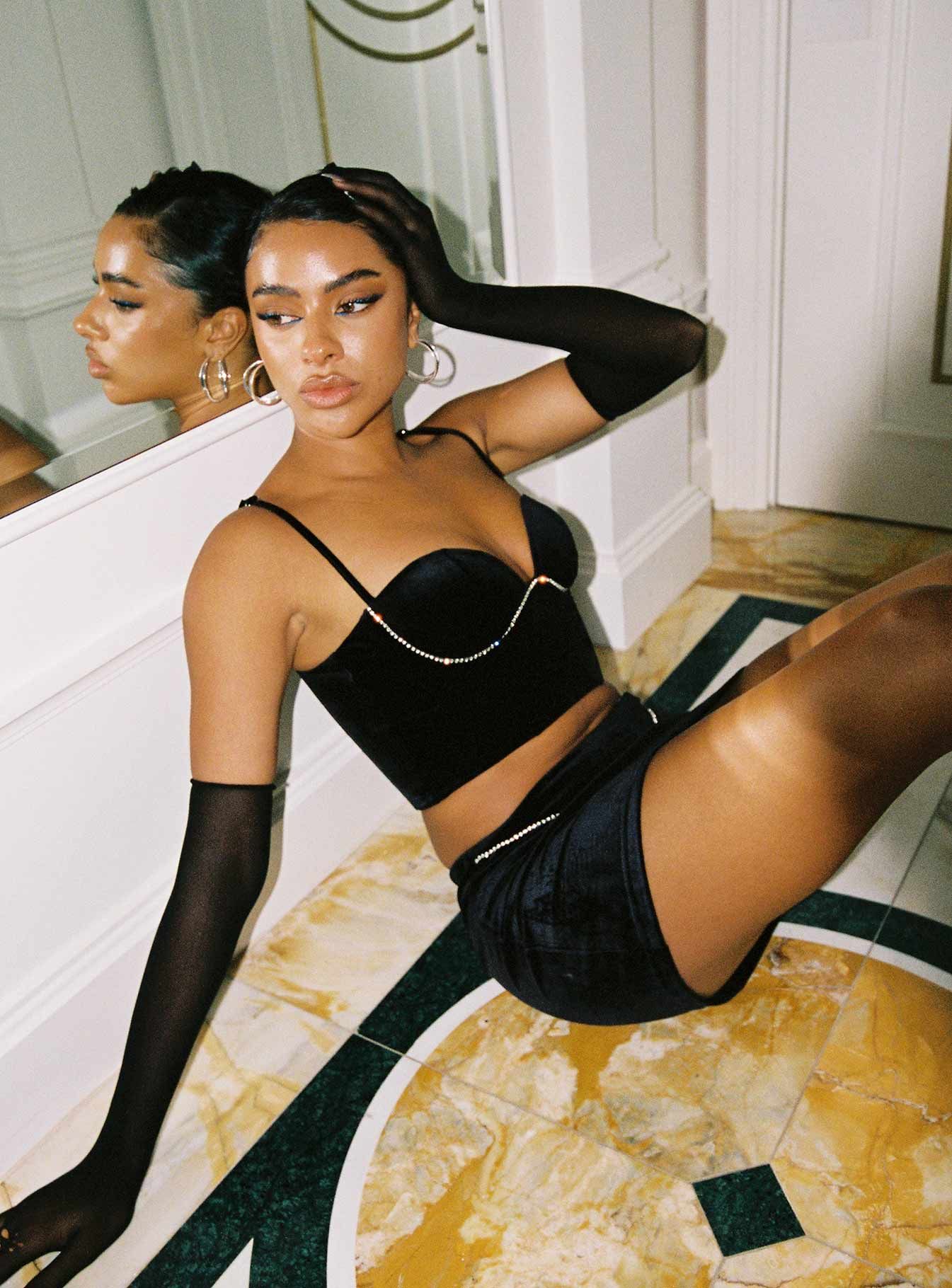 Claude Diamante Mini Skirt Black sold by Princess Polly product image thumbnail 3