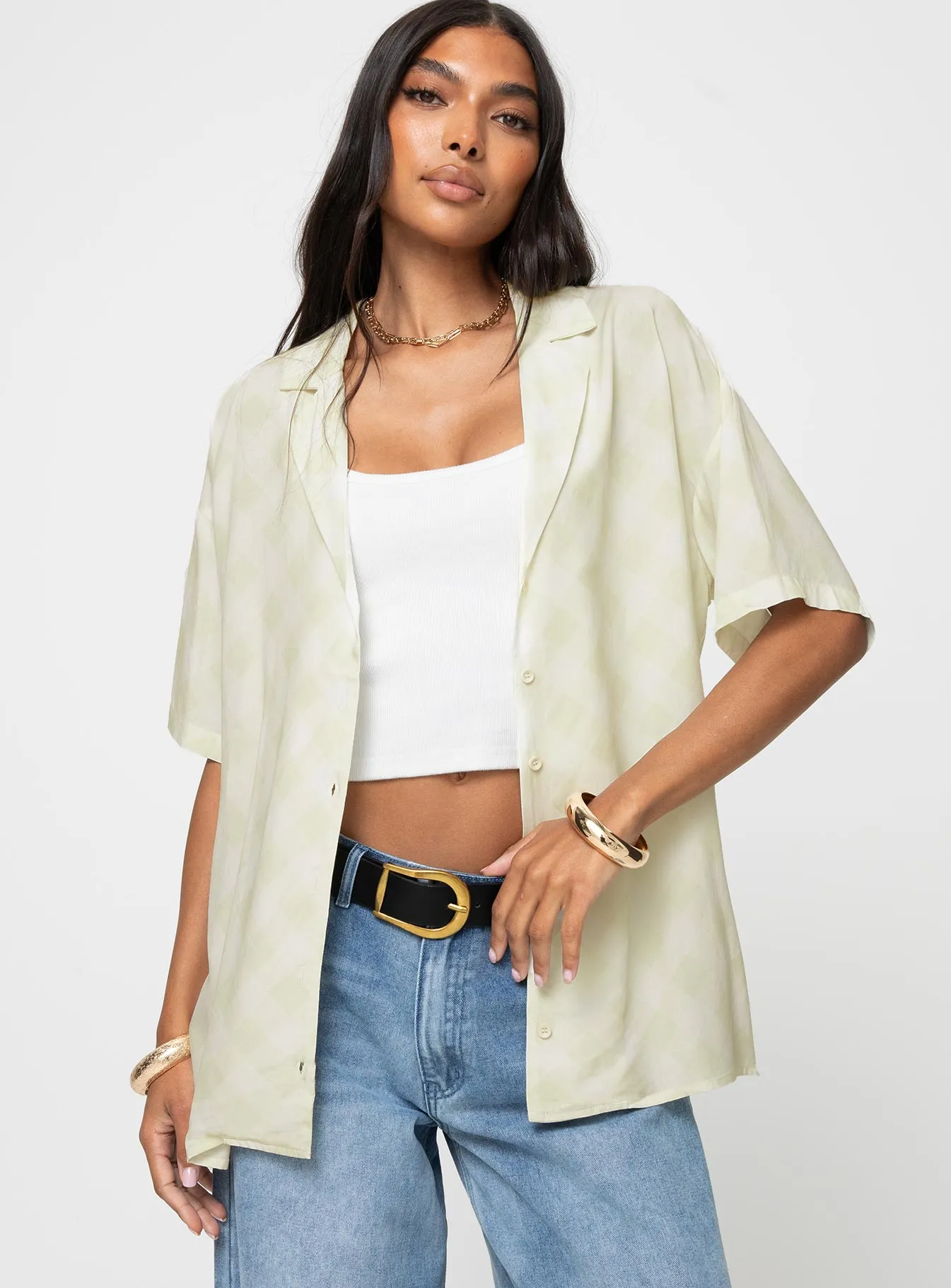 Caraliia Shirt Green Check sold by Princess Polly product image thumbnail 2