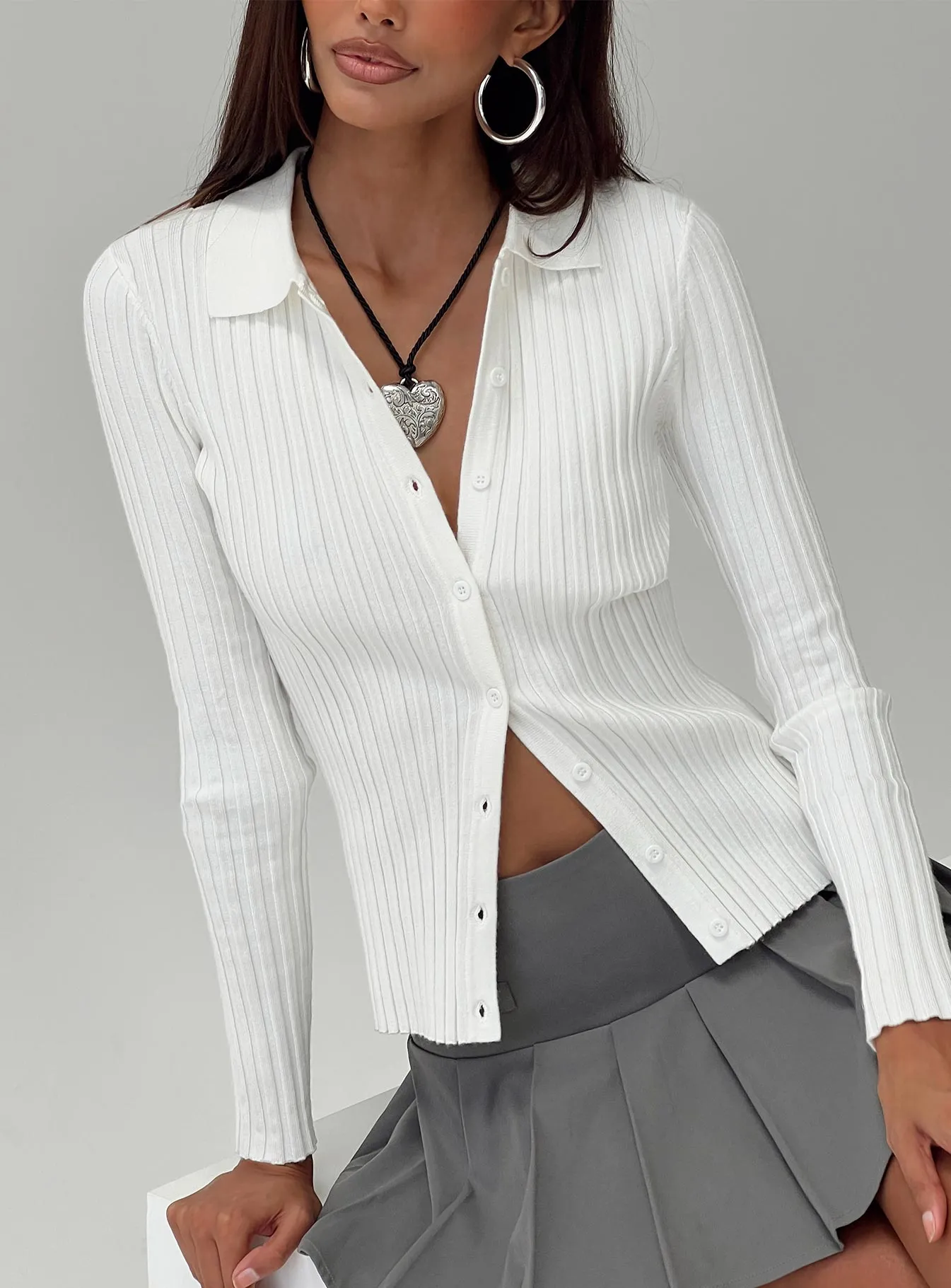 Dustry Long Sleeve Top White sold by Princess Polly