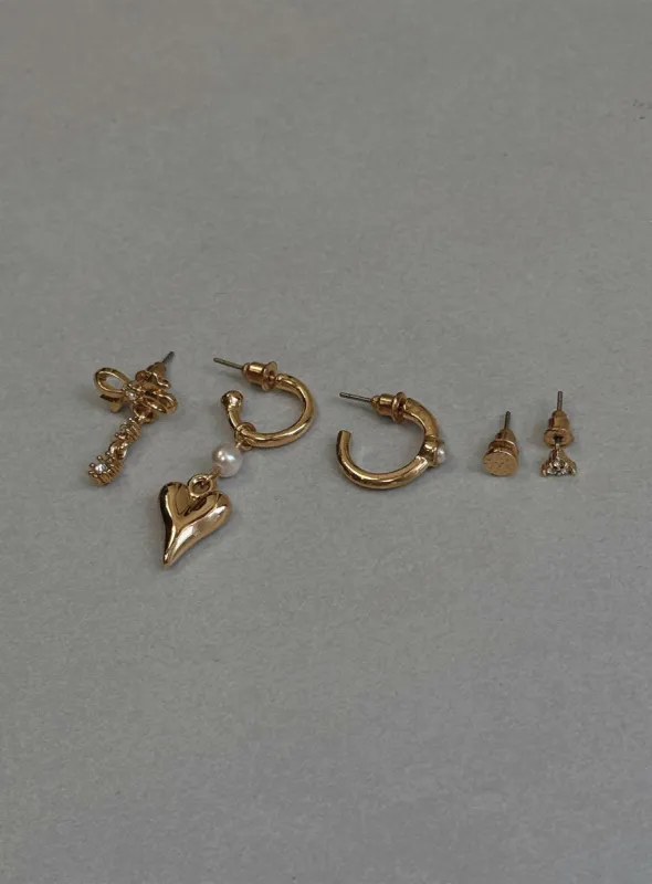 Honeymoon Earring Pack Gold sold by Princess Polly