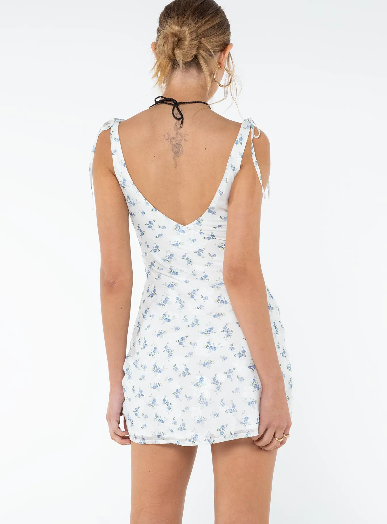 Mietta Mini Dress White / Blue Floral sold by Princess Polly product image thumbnail 5