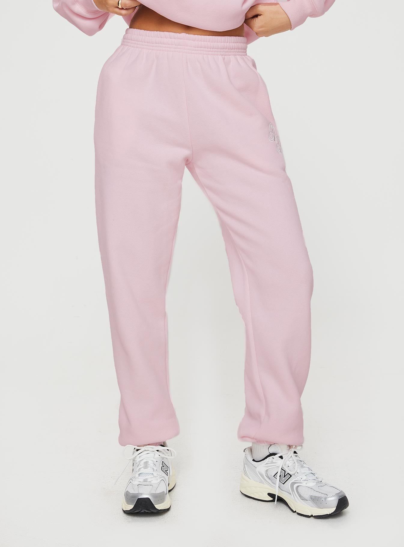 Princess Polly Track Pants Script Baby Pink / Grey sold by Princess Polly product image thumbnail 2