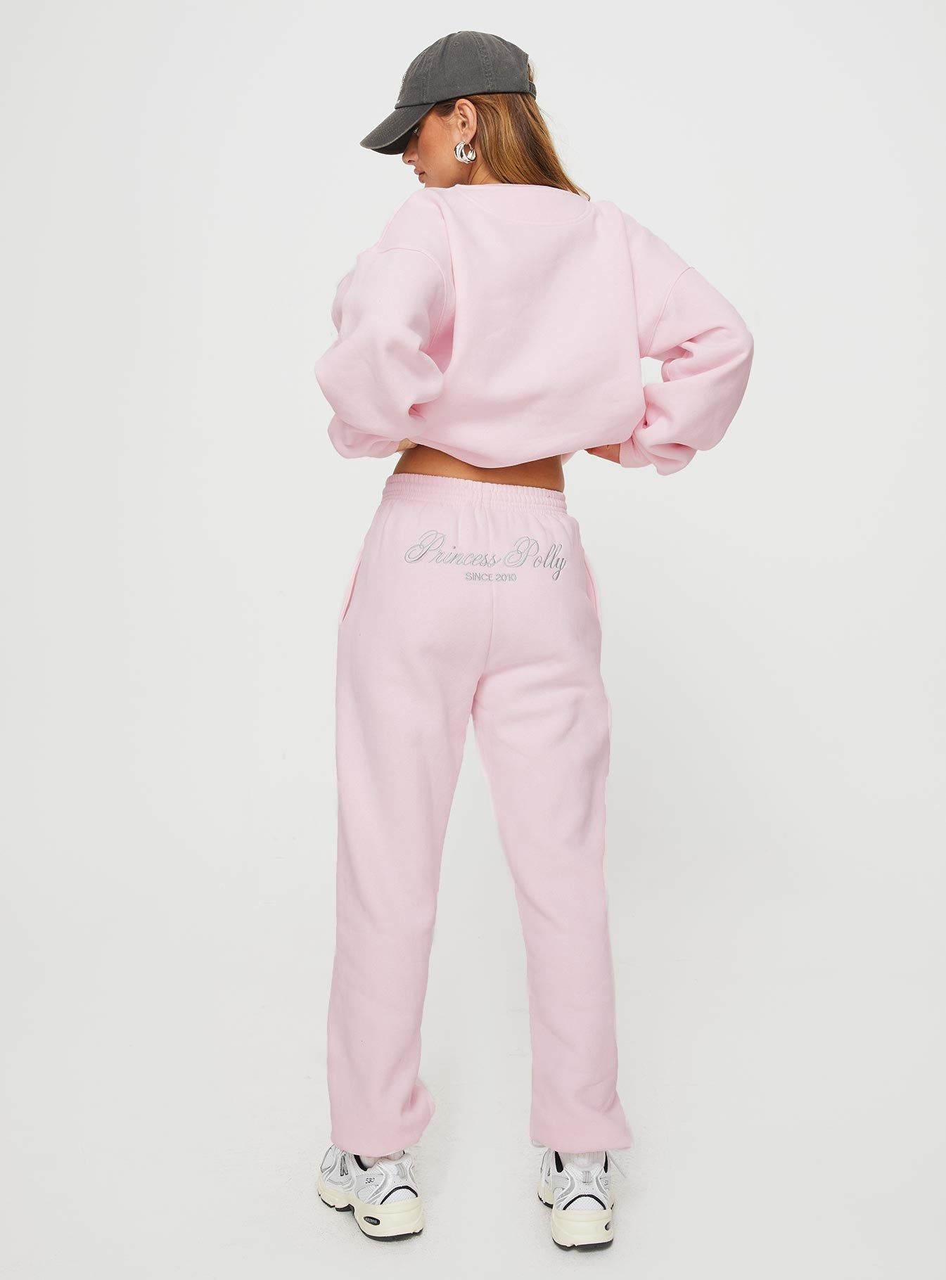Princess Polly Track Pants Script Baby Pink / Grey sold by Princess Polly product image thumbnail 5