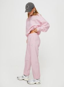 Princess Polly Track Pants Script Baby Pink / Grey sold by Princess Polly