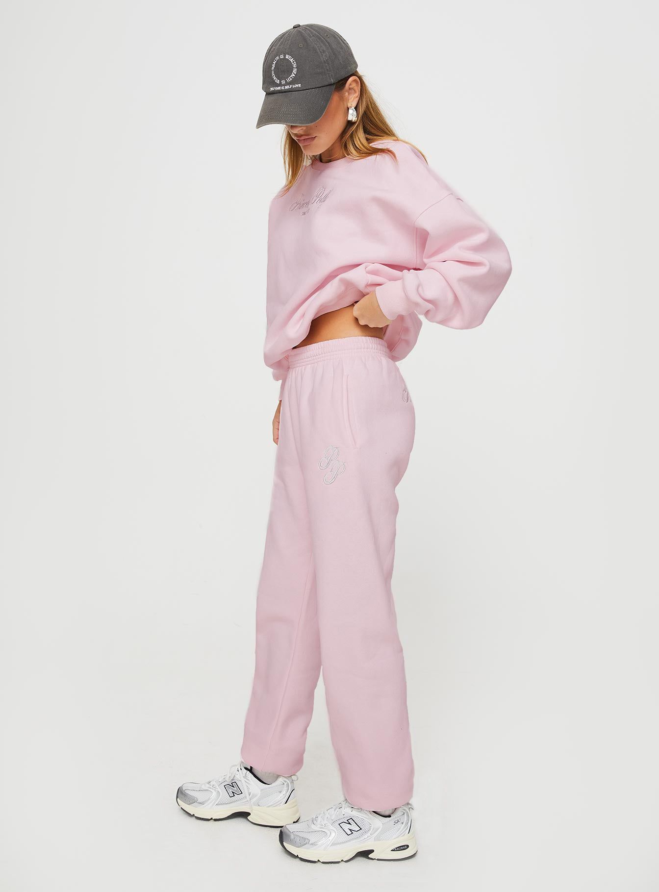 Princess Polly Track Pants Script Baby Pink / Grey sold by Princess Polly product image thumbnail 4